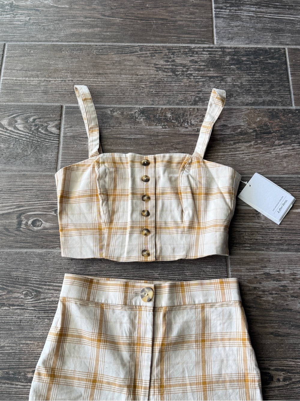 & Othet Stories Striped Plaid High-Waist Pants with Matching Crop Top - Picture 2 of 5